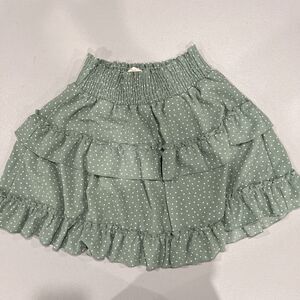 Altered State Skirt Women Large Green Ruffle Polkadot Layered‎ Boho Hippie